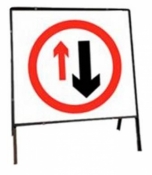 Priority to Oncoming Vehicles Temporary Sign