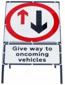 Give Way To Oncoming Traffic Sign With Supplementary Plate