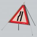 Road Narrows Left Fold Up Sign