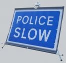 Police Slow Fold Up Temporary Road Sign