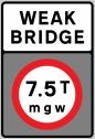 Weak Bridge Weight Limit sign (626.2A)