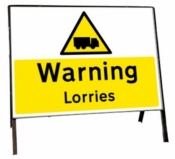 Warning Lorries Freestanding Road Sign