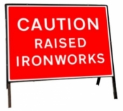 Caution Raised Ironworks Freestanding Road Sign
