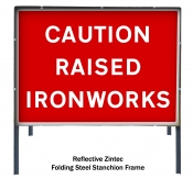 Caution Raised Ironworks Freestanding Road Sign