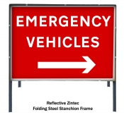 Emergency Vehicles Right Freestanding Road Sign