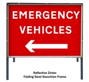 Emergency Vehicles Left Freestanding Road Sign