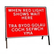 When Red Light Shows Welsh Road Sign