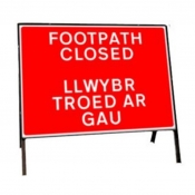 Footpath Closed Welsh Bilingual Sign