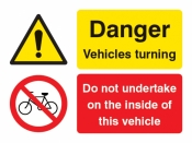 Do not undertake on the inside of this vehicle sign