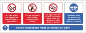Vehicle sticker no smoking mobile phone drink/drugs wear seatbelt sign