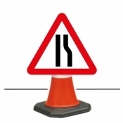 Road Narrows Right Cone Sign