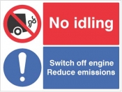 No idling Switch off engine Reduce emissions sign