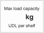 Max load capacity ___kg UDL per shelf 100x75mm magnetic PVC