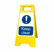 Keep Clear yellow freestanding sign