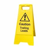 Caution Trailing leads yellow freestanding warning sign