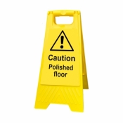 Caution Polished Floor yellow freestanding warning sign