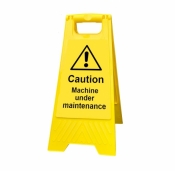 Machine under maintenance yellow freestanding warning sign