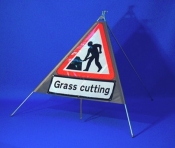 Men at Work Grass Cutting Fold up Sign (7001.1.1)