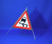 Slippery Road Ahead Fold up Sign (557)