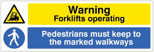 Warning Caution Forklifts Walking Pace Only Safety Sign 240x180mm Self Adhesive 