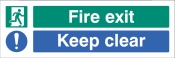 Fire exit Keep Clear Double sided self adhesive window sticker 300x100mm