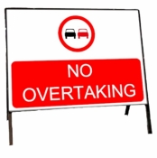 No Overtaking Temporary Road Sign