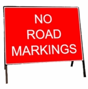 No Road Markings Temporary Road Sign