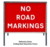No Road Markings Temporary Road Sign