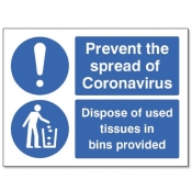 Coronavirus Prevent Spread Dispose of used tissues sign