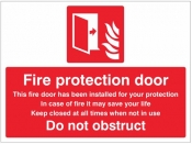 Fire protection door Do not obstruct Sign