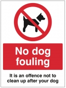 No dog fouling It is an offence not to clean up after your dog Sign