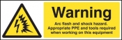 Warning Arc flash and shock hazard Appropriate PPE and tools required when working on this equipment Sign