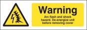 Warning Arc flash and shock hazard De-energize unit before removing cover Sign