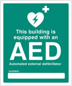 This building is equipped with an AED Located Sign