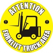 Attention Forklift Truck Area floor sign 430mm