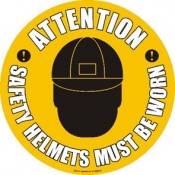 Attention Safety Helmets Must Be Worn floor sign 430mm
