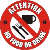 Attention No Food Or Drink floor sign 430mm