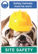Safety helmets must be worn dog poster