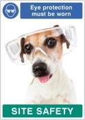 Eye protection must be worn dog poster
