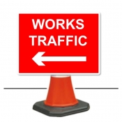 Works Traffic Left Cone Sign