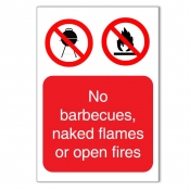 No Barbecues Naked Flames or Open Fires metal sign