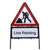 Men At Work Line Painting Road Works Sign
