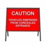 Vehicles emerging road works sign