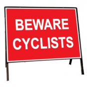 Beware Cyclists Temporary Road Sign
