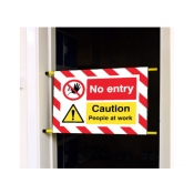 No Entry People at Work Doorway Sign