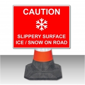 Caution Slippery Surface Ice Snow Cone Sign