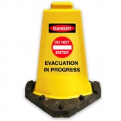 Danger Do not enter Evacuation in progress Sign Cone