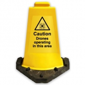 Personalised Caution Drones operating in this area Sign Cone