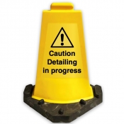 Caution Detailing in progress Sign Cone