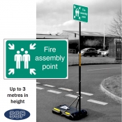 Extra Tall Freestanding Temporary Fire Assembly Point Sign